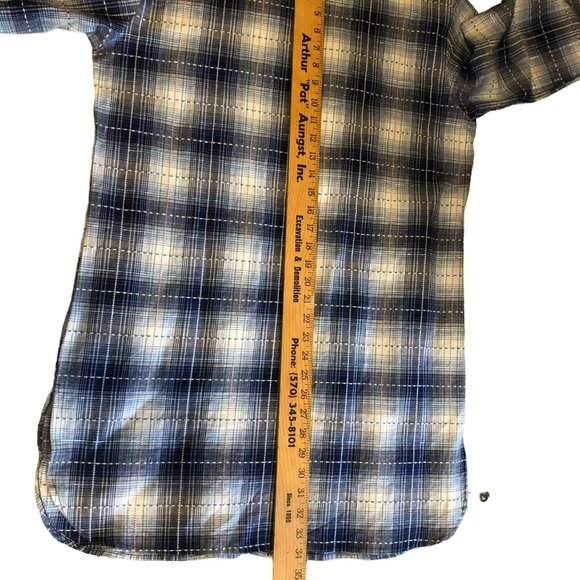 Collections Etc Button Up Shirt Dress 3/4 Sleeve Blue Plaid Sz M Midi - Picture 7 of 8
